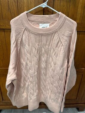 aerie Blush Cable-Knit Crewneck Sweater